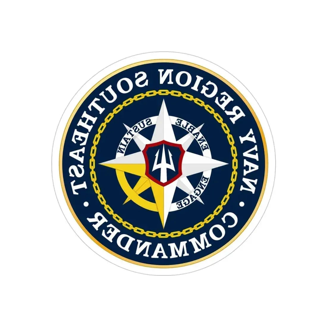 Navy Region Southeast (U.S. Navy) REVERSE PRINT Transparent Die-Cut STICKER 4 Inch Die-Cut Transparent - The Sticker Space