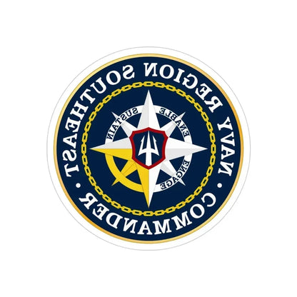 Navy Region Southeast (U.S. Navy) REVERSE PRINT Transparent Die-Cut STICKER 4 Inch Die-Cut Transparent - The Sticker Space