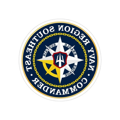Navy Region Southeast (U.S. Navy) REVERSE PRINT Transparent Die-Cut STICKER 5 Inch Die-Cut Transparent - The Sticker Space