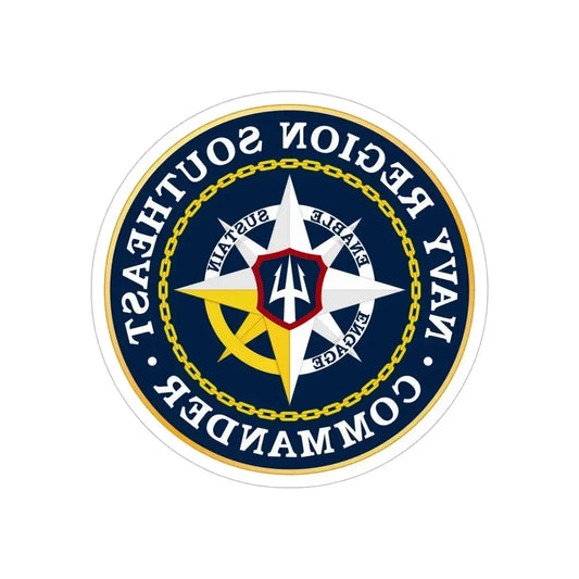 Navy Region Southeast (U.S. Navy) REVERSE PRINT Transparent Die-Cut STICKER 6 Inch Die-Cut Transparent - The Sticker Space