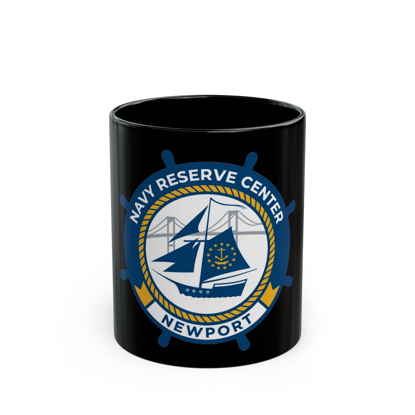 Navy Reserve Center Newport (U.S. Navy) Black Coffee Mug-11oz-The Sticker Space