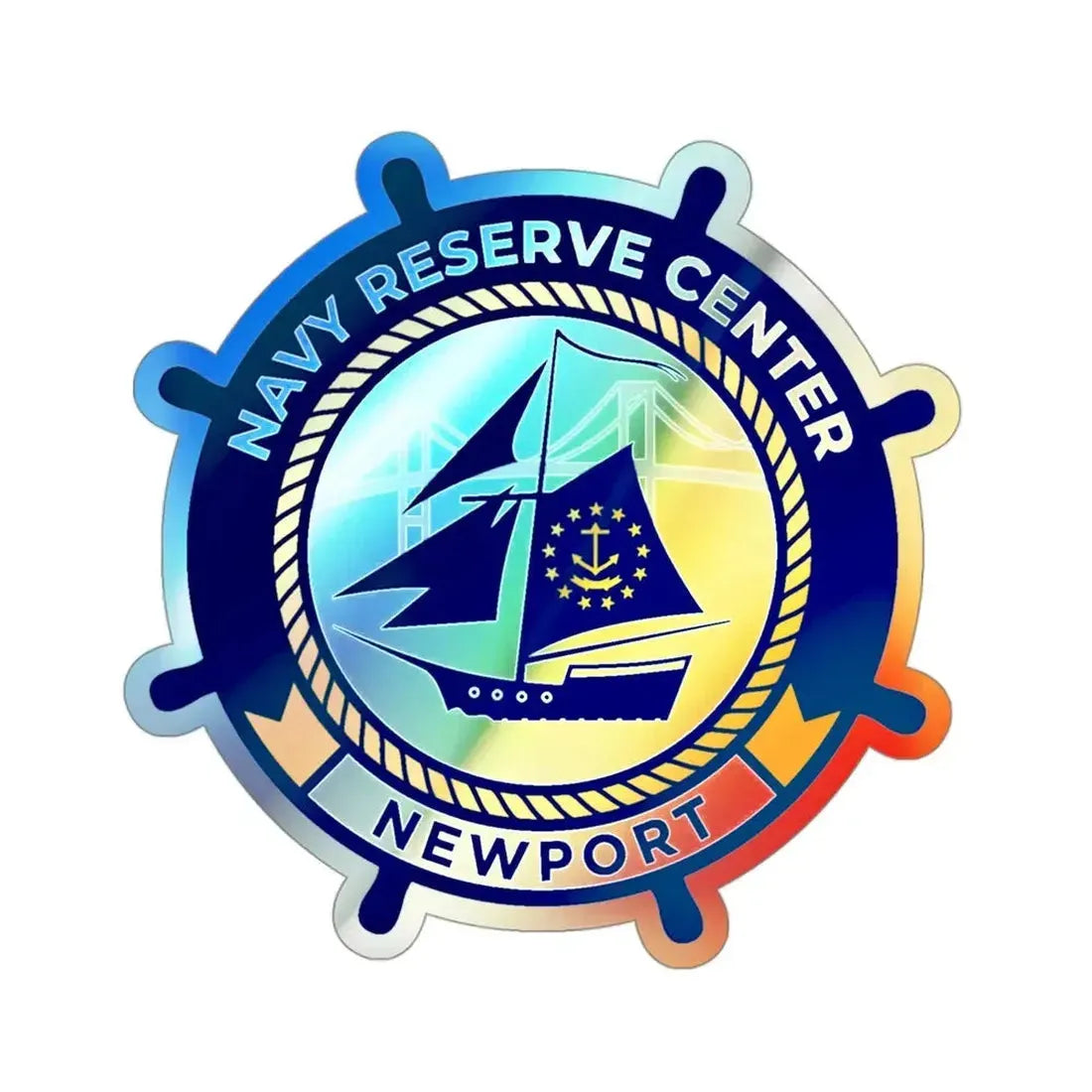Navy Reserve Center Newport (U.S. Navy) Holographic STICKER Die-Cut Vinyl Decal 3 Inch Holographic - The Sticker Space
