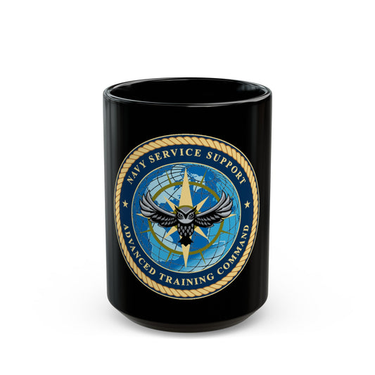 Navy Service Support Advanced Training Command San Diego (U.S. Navy) Black Coffee Mug-15oz-The Sticker Space