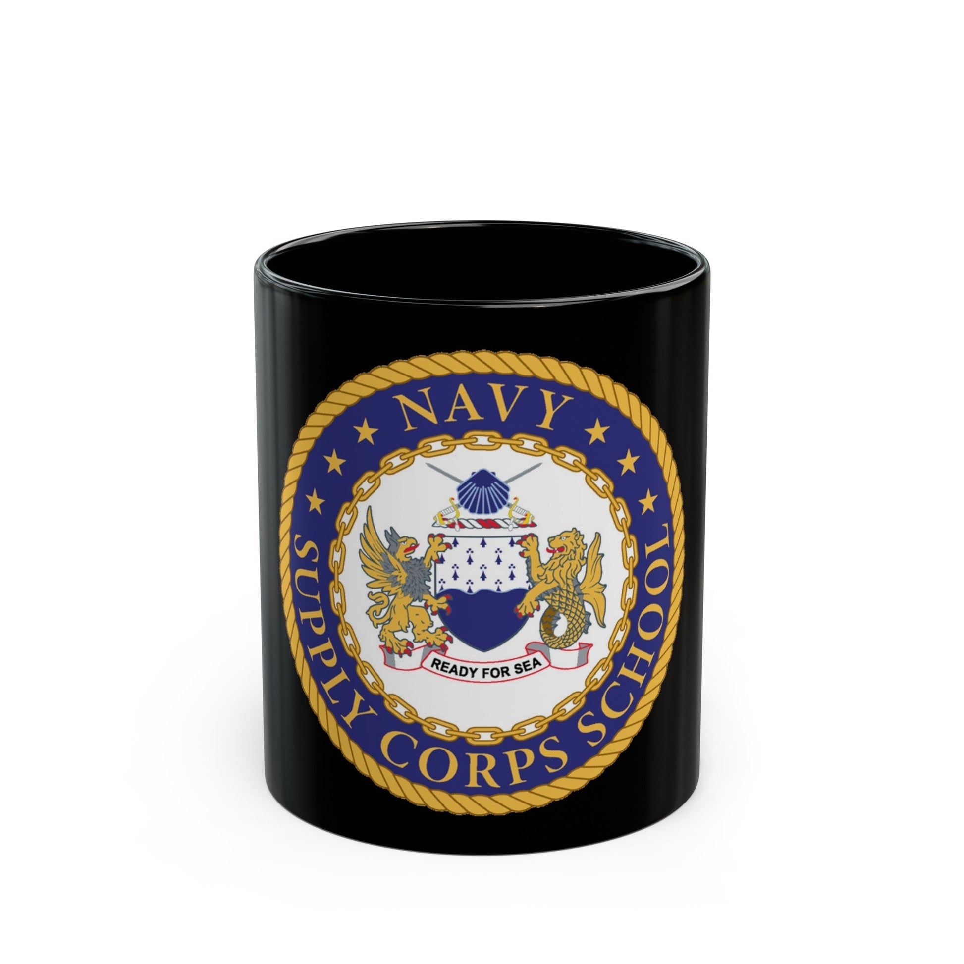 Navy Supply Corps School (U.S. Navy) Black Coffee Mug-11oz-The Sticker Space