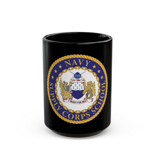 Navy Supply Corps School (U.S. Navy) Black Coffee Mug-15oz-The Sticker Space