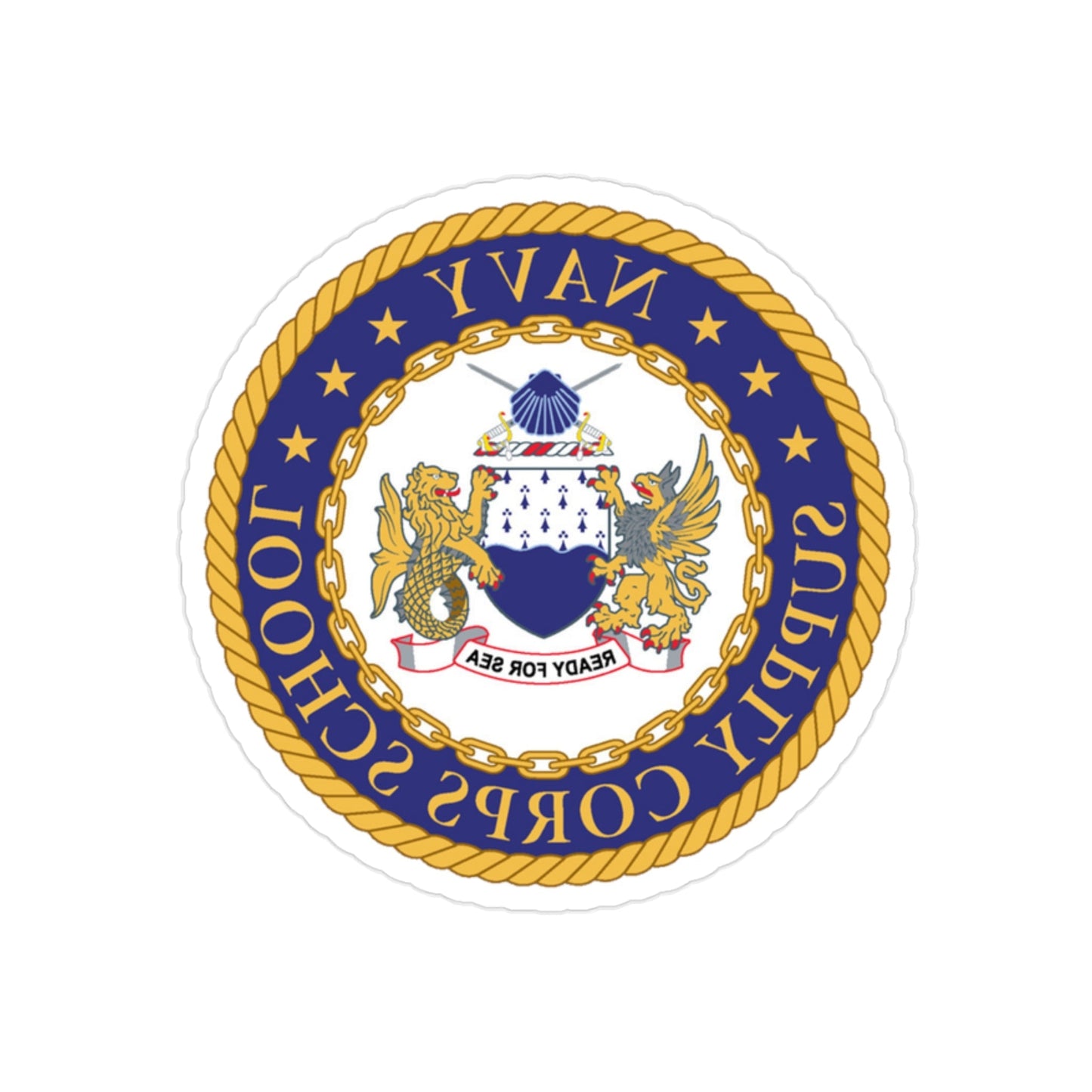 Navy Supply Corps School (U.S. Navy) REVERSE PRINT Transparent STICKER-2" × 2"-The Sticker Space