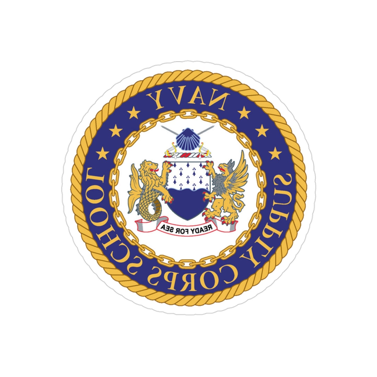 Navy Supply Corps School (U.S. Navy) REVERSE PRINT Transparent STICKER-3" × 3"-The Sticker Space