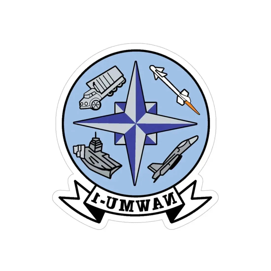 NAWMU 1 (U.S. Navy) REVERSE PRINT Transparent Die-Cut STICKER 5 Inch Die-Cut Transparent - The Sticker Space