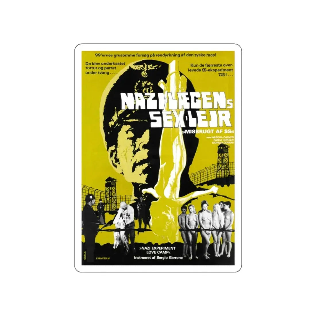 NAZI EXPERIMENT LOVE CAMP (DANISH) 1976 Movie Poster STICKER Vinyl Die-Cut Decal 5 Inch - The Sticker Space