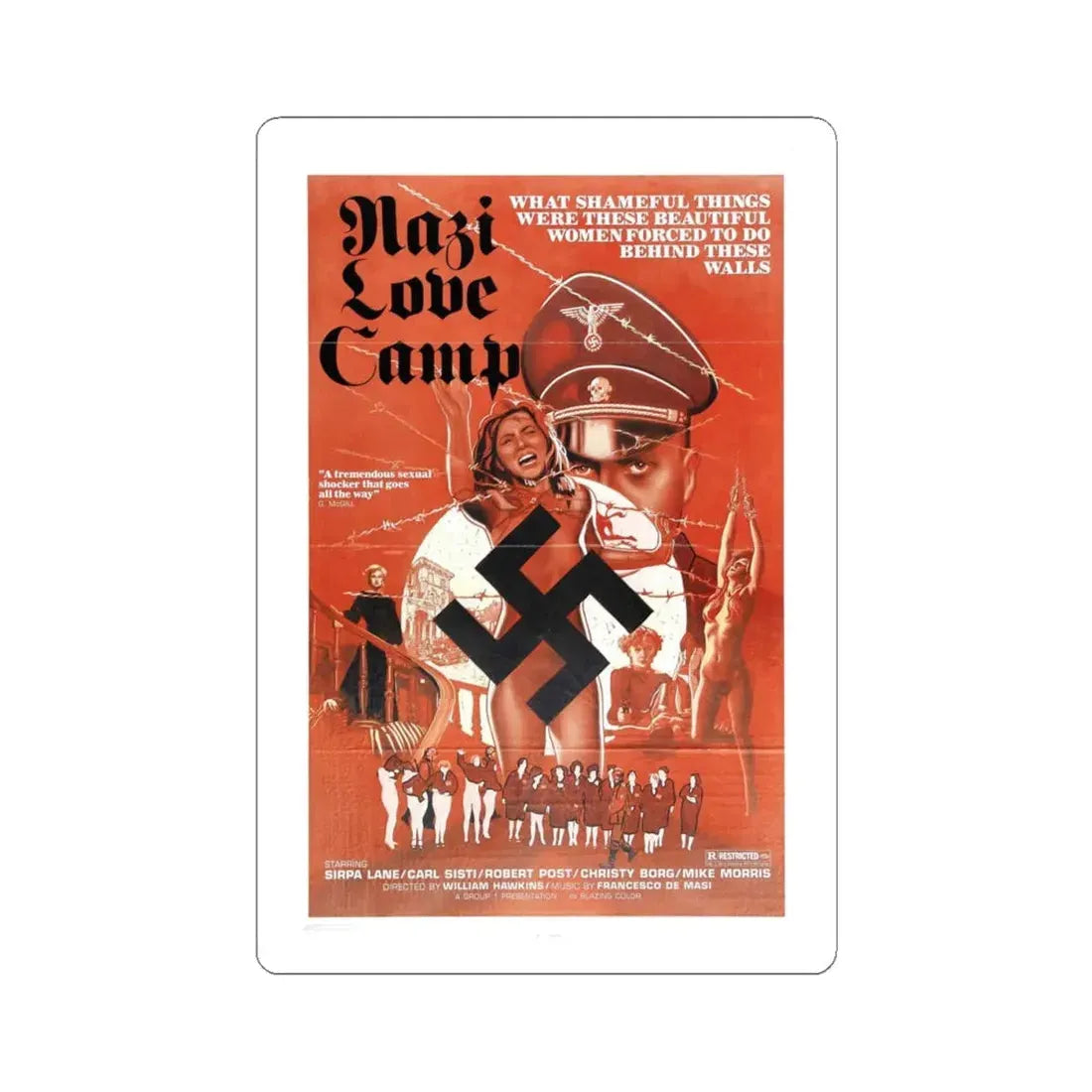 NAZI LOVE CAMP 27 1977 Movie Poster - STICKER Vinyl Kiss-Cut Decal 4 Inch White - The Sticker Space