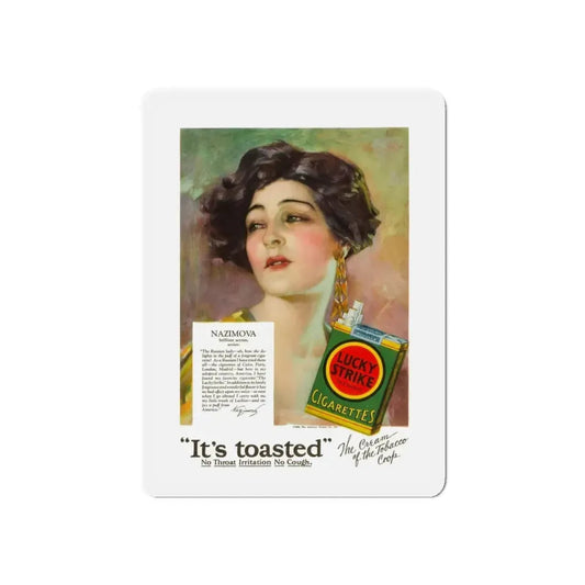 Nazimova, Lucky Strike ad on the back cover of Motion Picture, June 1928 (Magazine Illustration) Refrigerator Magnet 6 Inch - The Sticker Space