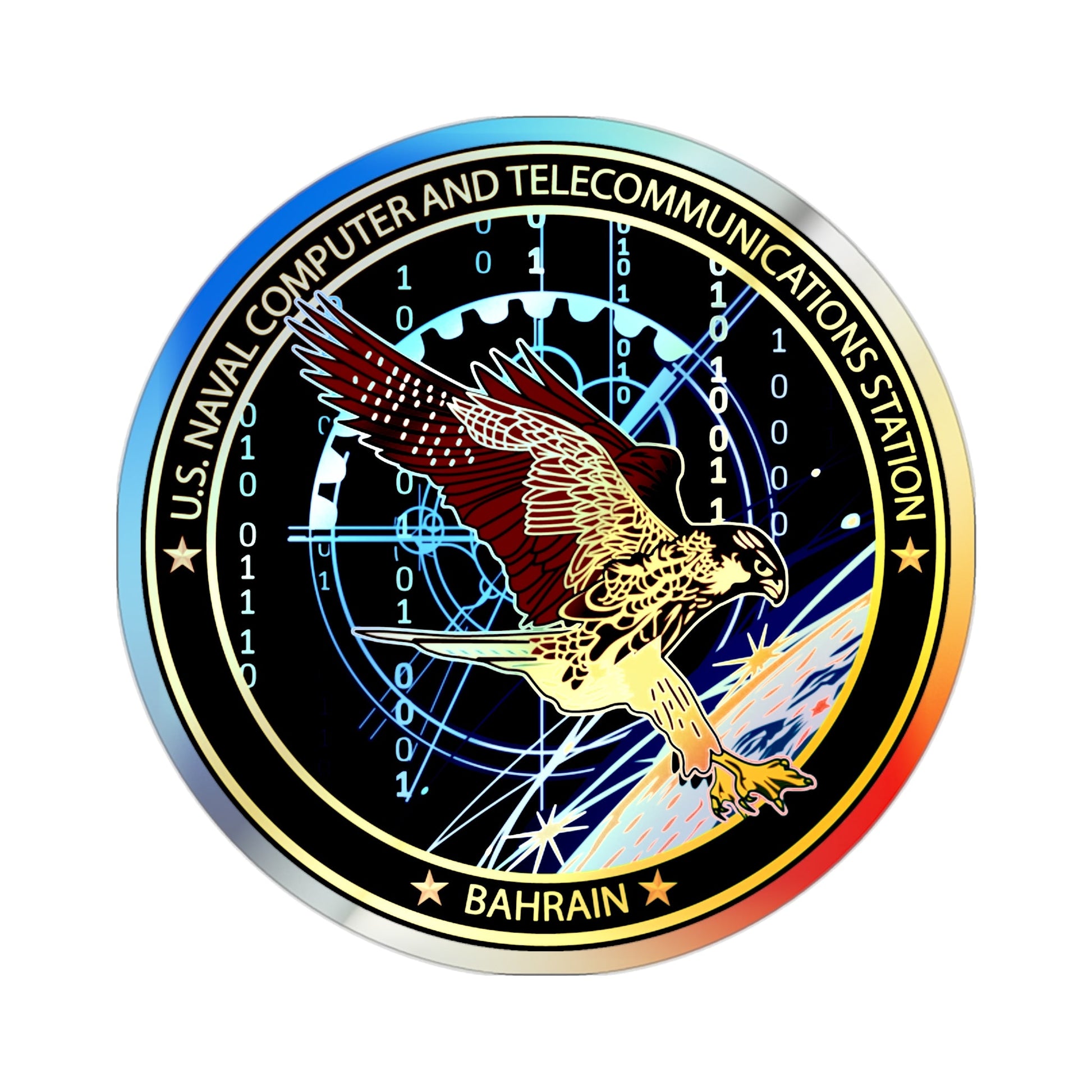 NCTS Bahrain (U.S. Navy) Holographic STICKER Die-Cut Vinyl Decal-2 Inch-The Sticker Space