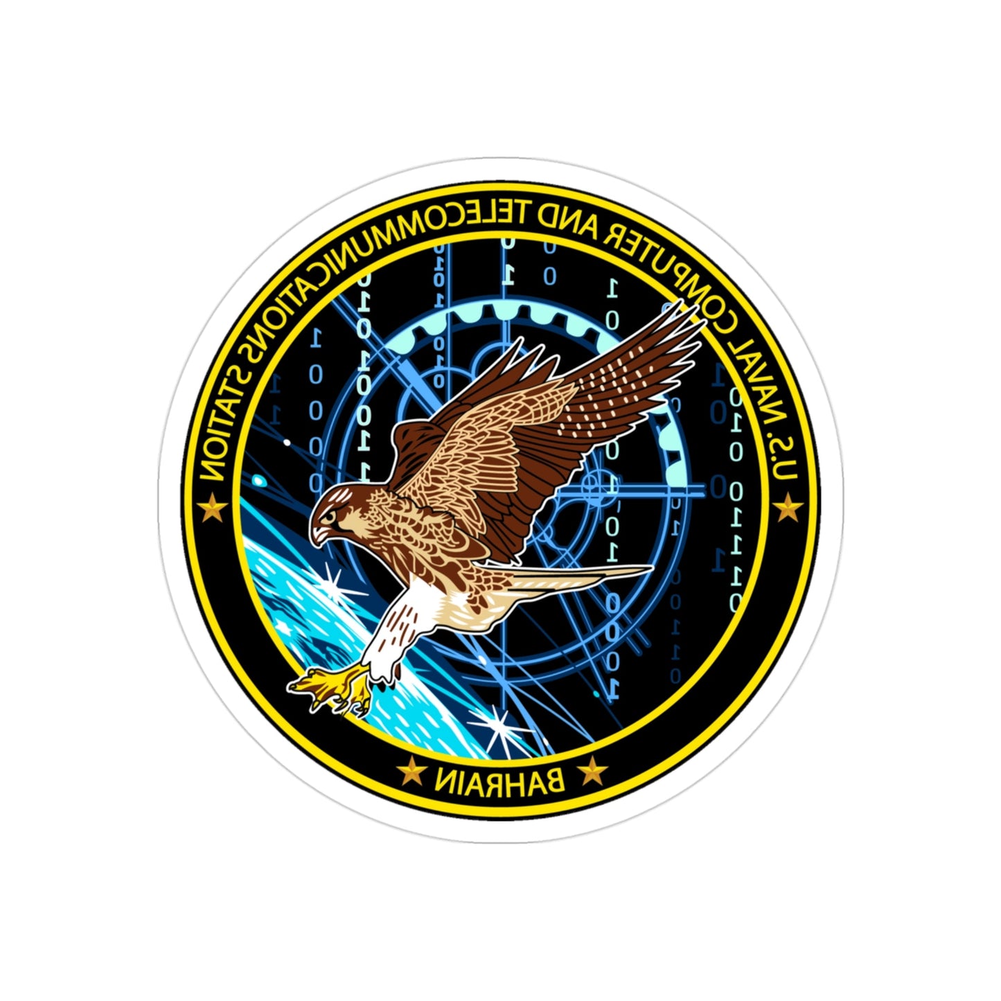 NCTS Bahrain (U.S. Navy) REVERSE PRINT Transparent STICKER-3" × 3"-The Sticker Space