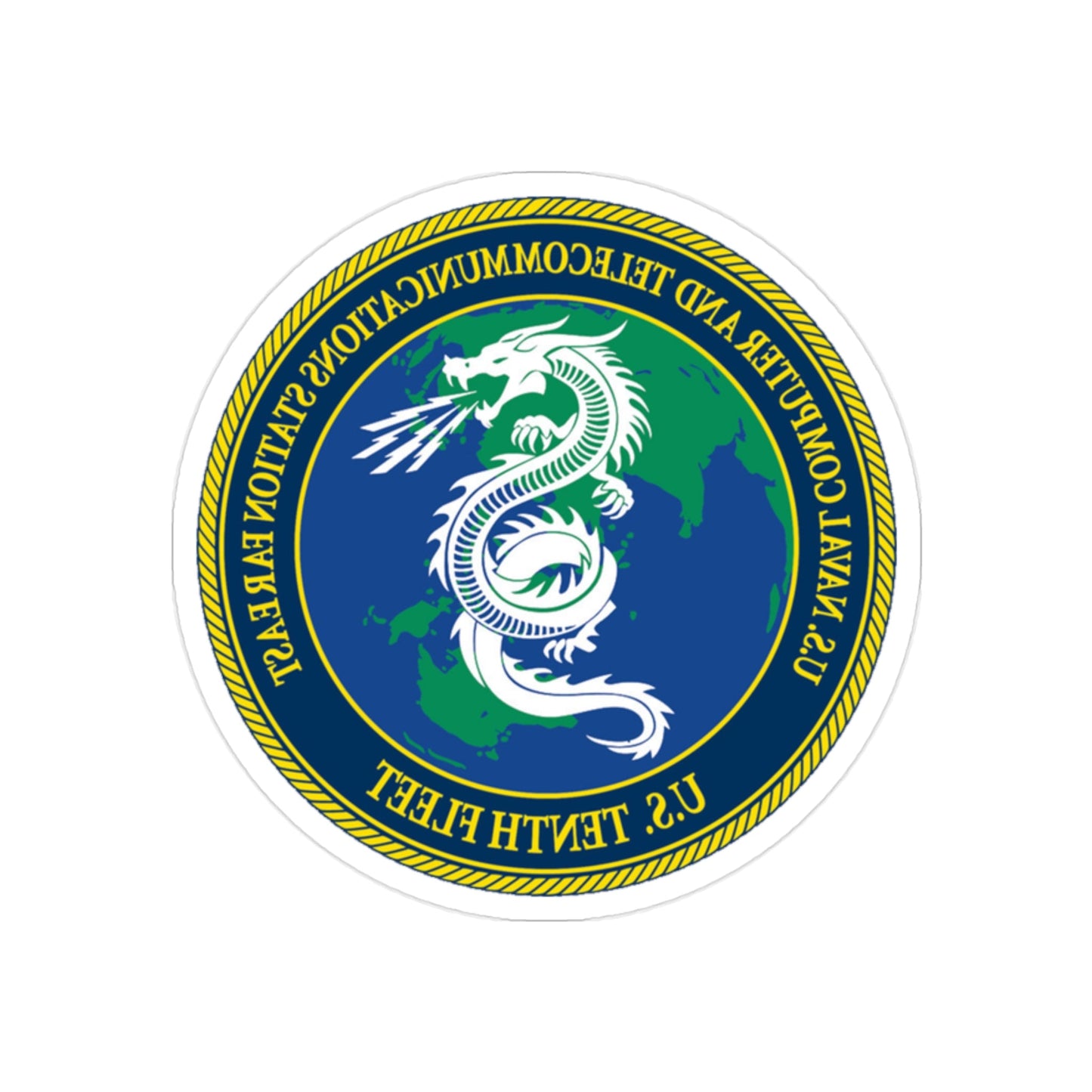 NCTS Far East (U.S. Navy) REVERSE PRINT Transparent STICKER-2" × 2"-The Sticker Space