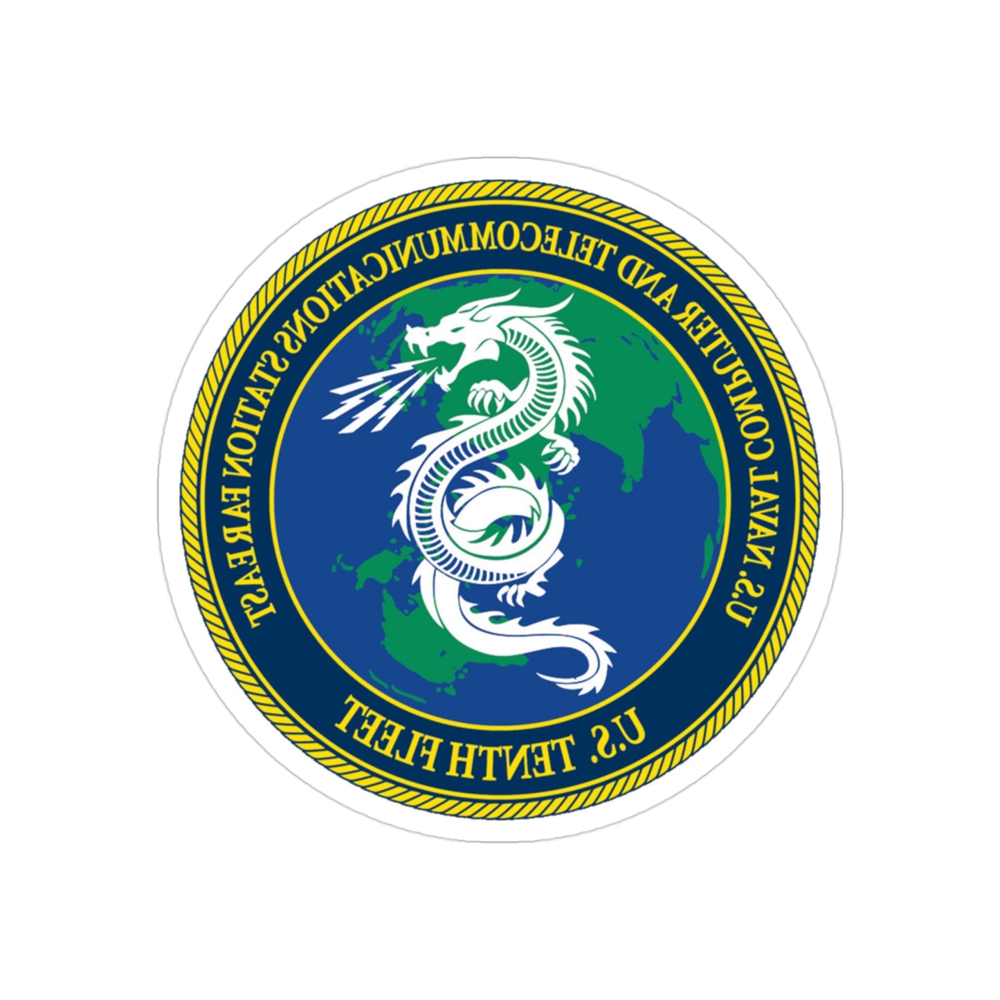 NCTS Far East (U.S. Navy) REVERSE PRINT Transparent STICKER-3" × 3"-The Sticker Space