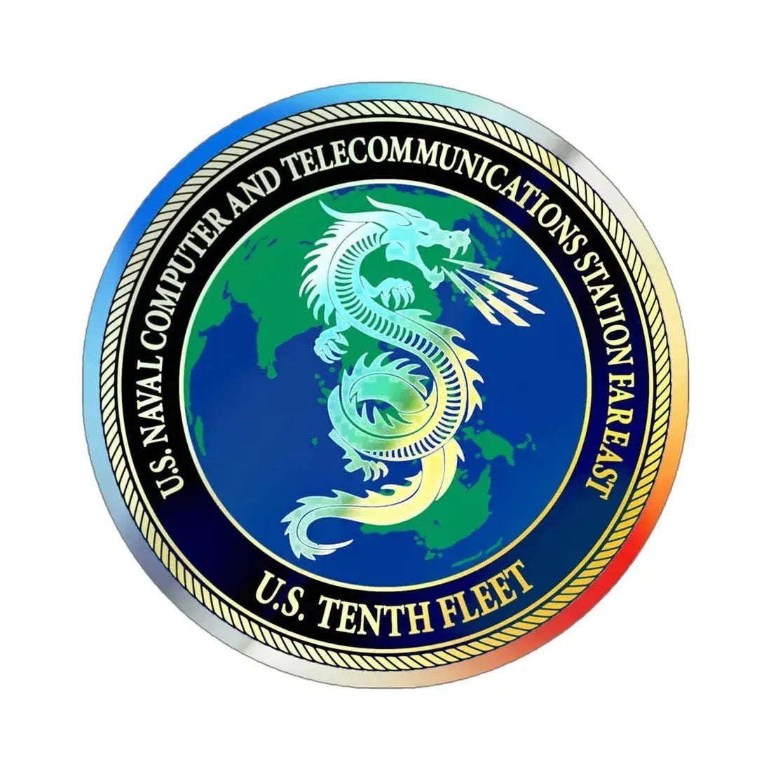 NCTS Far East (U.S. Navy) Holographic STICKER Die-Cut Vinyl Decal 4 Inch Holographic - The Sticker Space