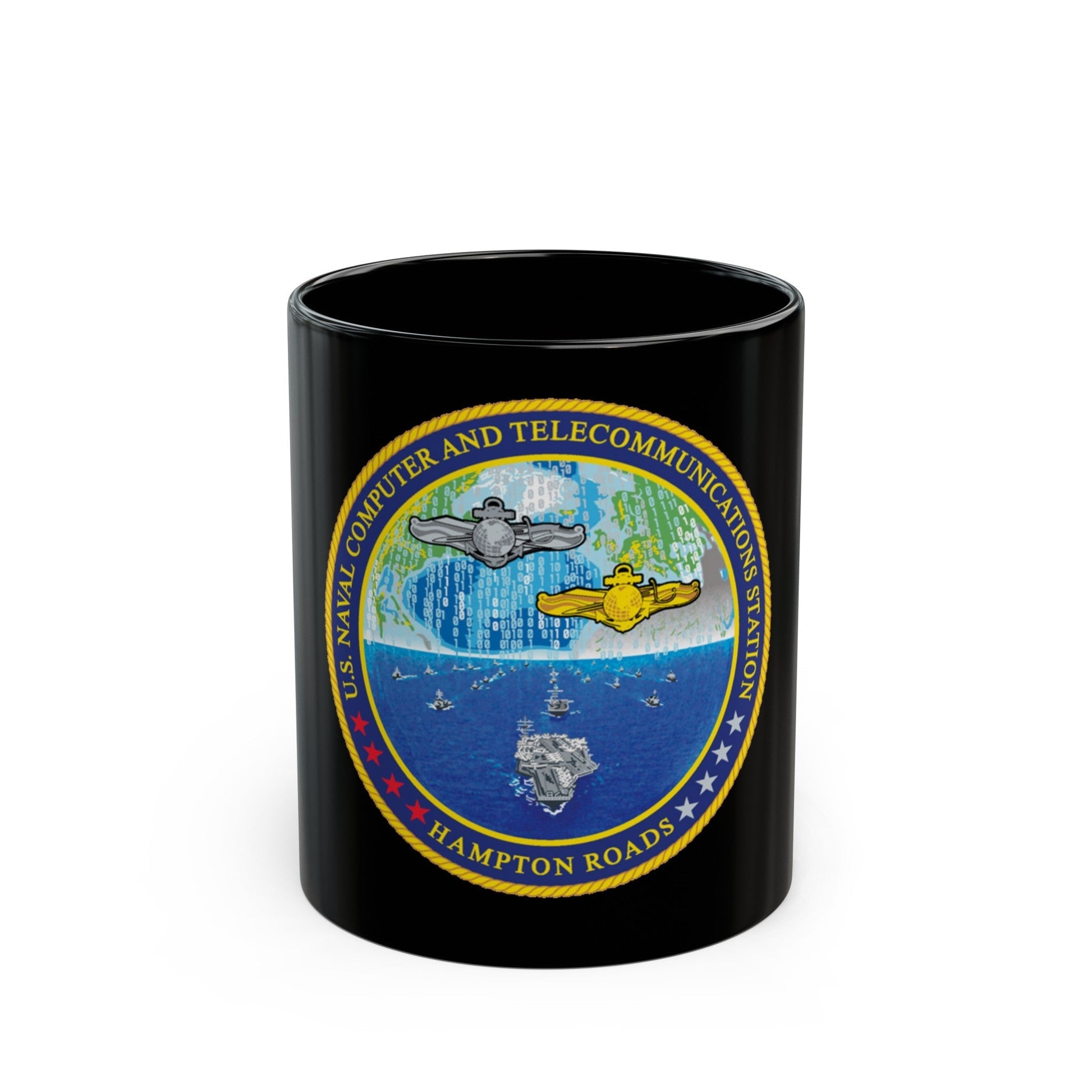 NCTS Hampton Roads (U.S. Navy) Black Coffee Mug-11oz-The Sticker Space