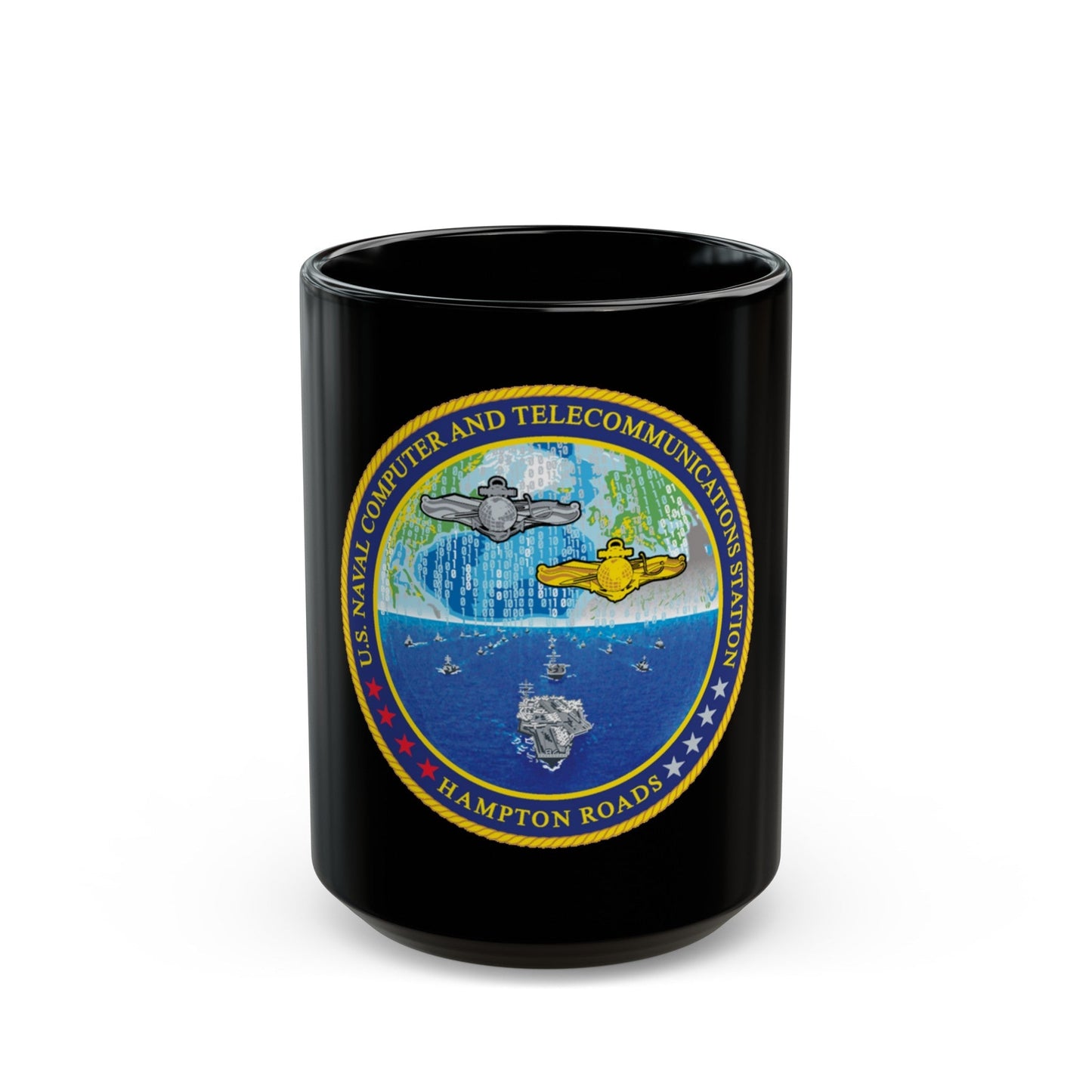 NCTS Hampton Roads (U.S. Navy) Black Coffee Mug-15oz-The Sticker Space