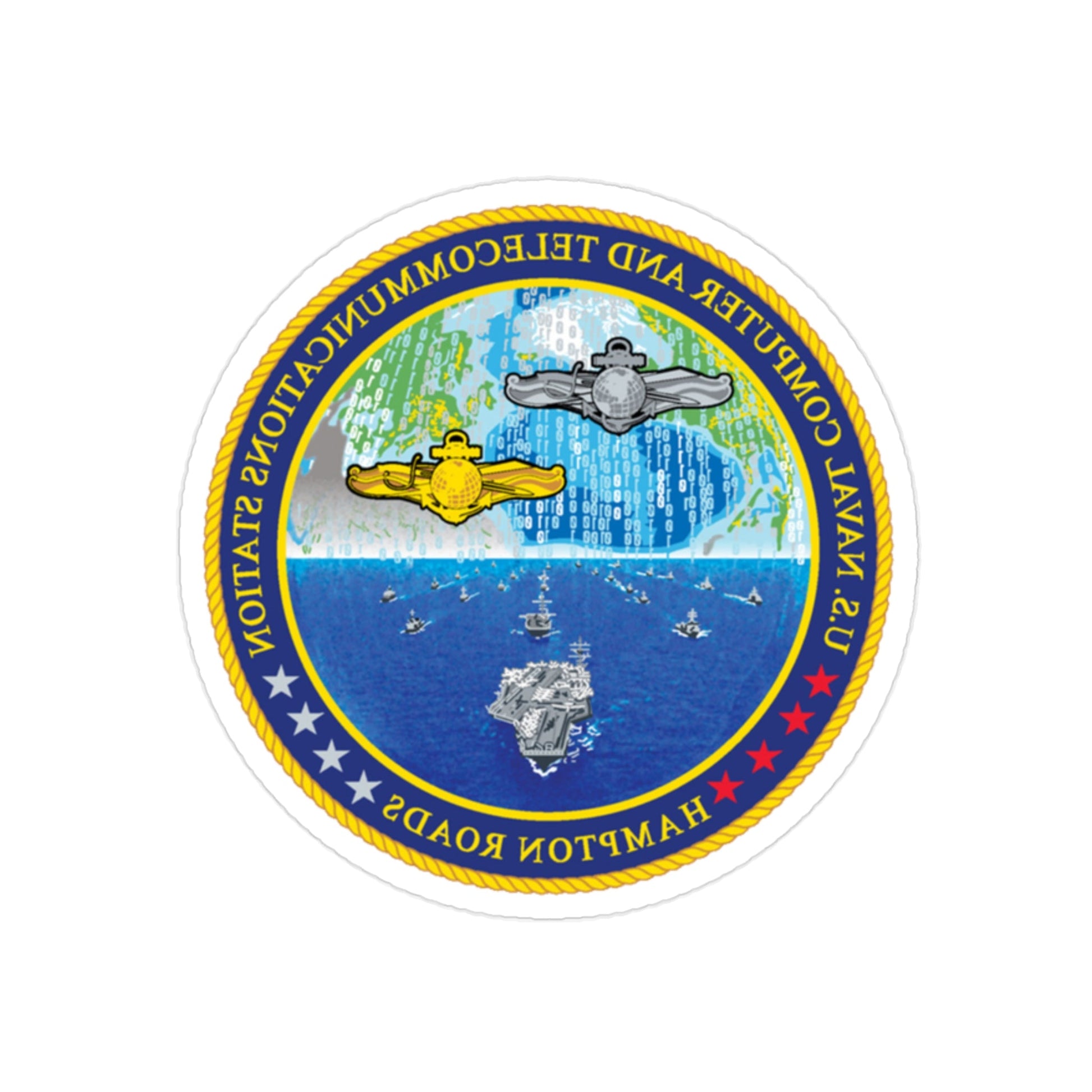 NCTS Hampton Roads (U.S. Navy) REVERSE PRINT Transparent STICKER-2" × 2"-The Sticker Space