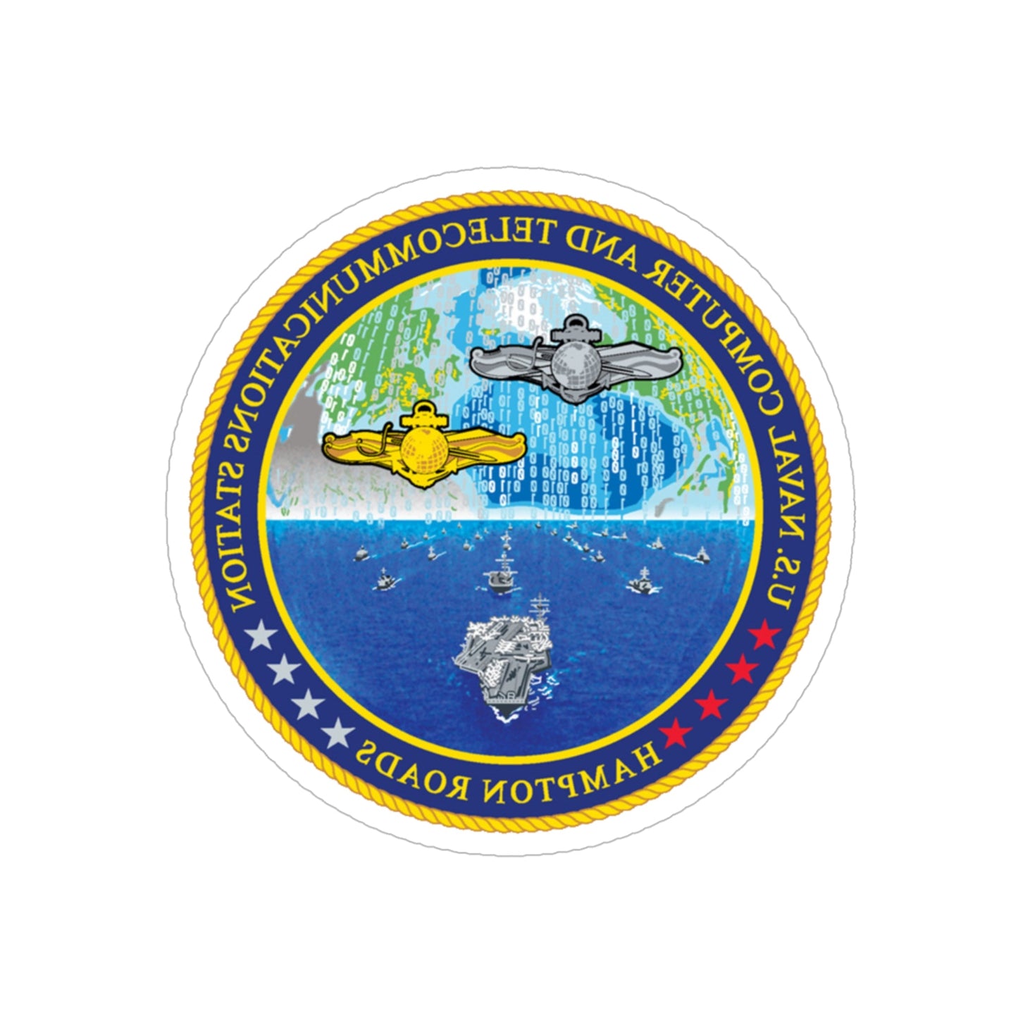 NCTS Hampton Roads (U.S. Navy) REVERSE PRINT Transparent STICKER-6 Inch-The Sticker Space