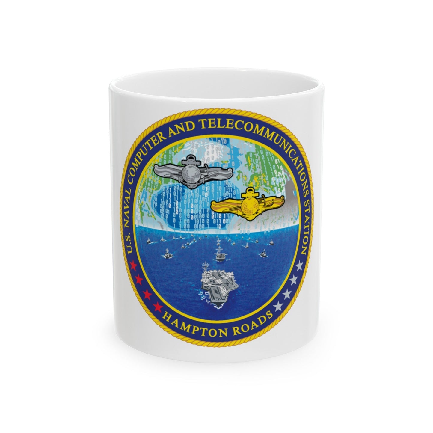 NCTS Hampton Roads (U.S. Navy) White Coffee Mug-11oz-The Sticker Space