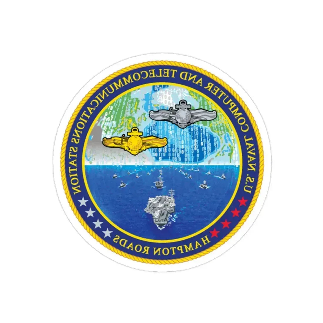 NCTS Hampton Roads (U.S. Navy) REVERSE PRINT Transparent Die-Cut STICKER 2 Inch Die-Cut Transparent - The Sticker Space