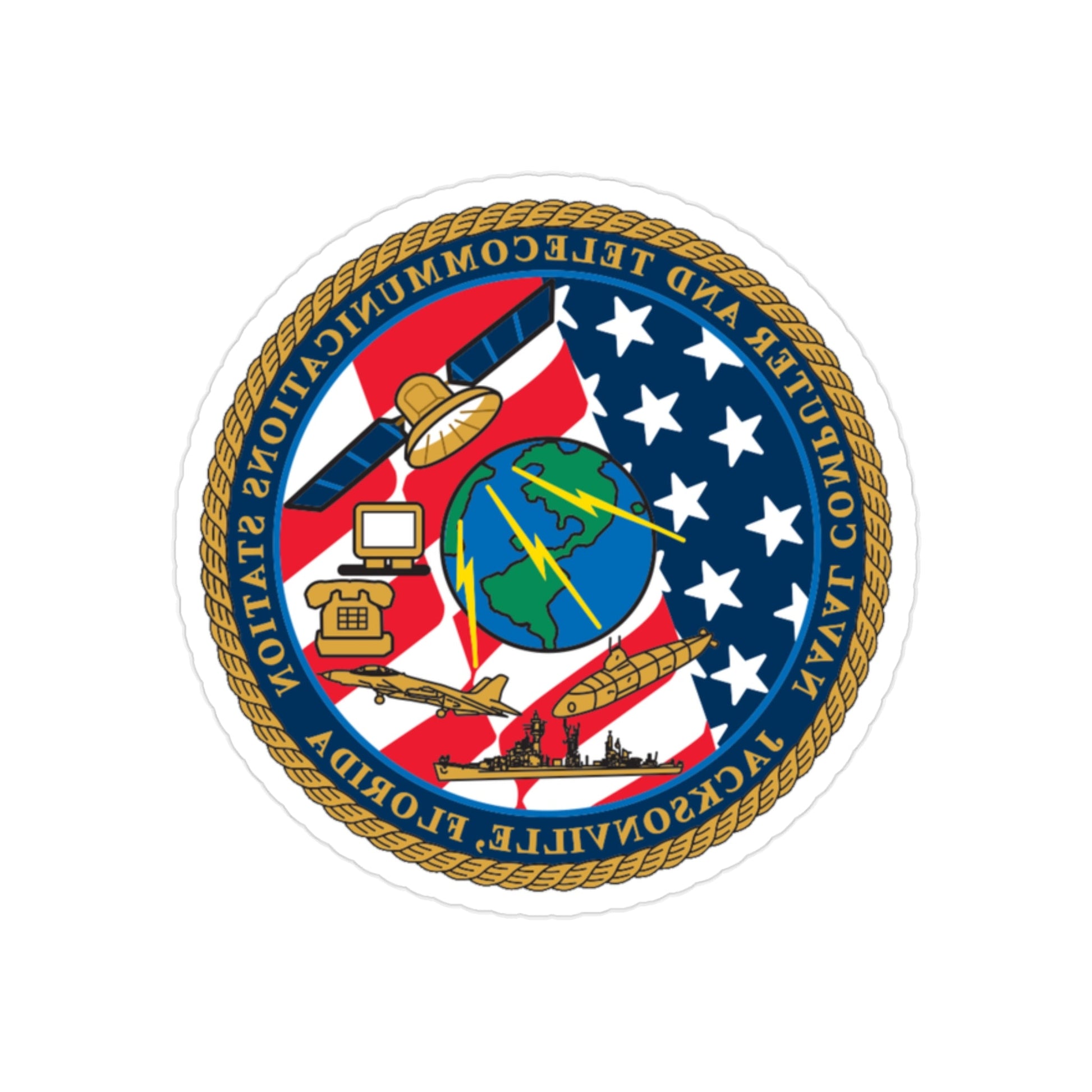 NCTS Jacksonville (U.S. Navy) REVERSE PRINT Transparent STICKER-2" × 2"-The Sticker Space