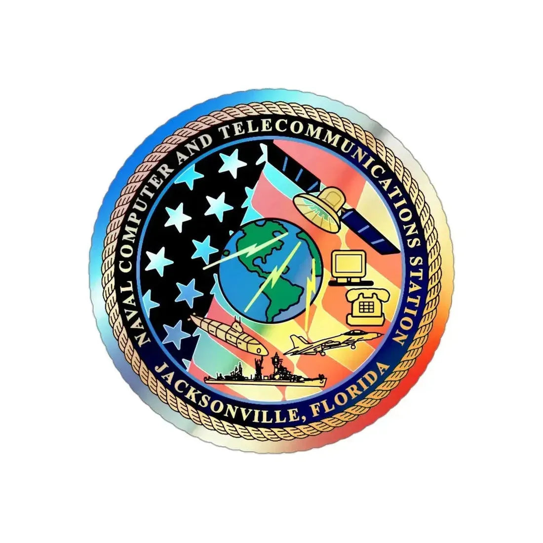 NCTS Jacksonville (U.S. Navy) Holographic STICKER Die-Cut Vinyl Decal 3 Inch Holographic - The Sticker Space
