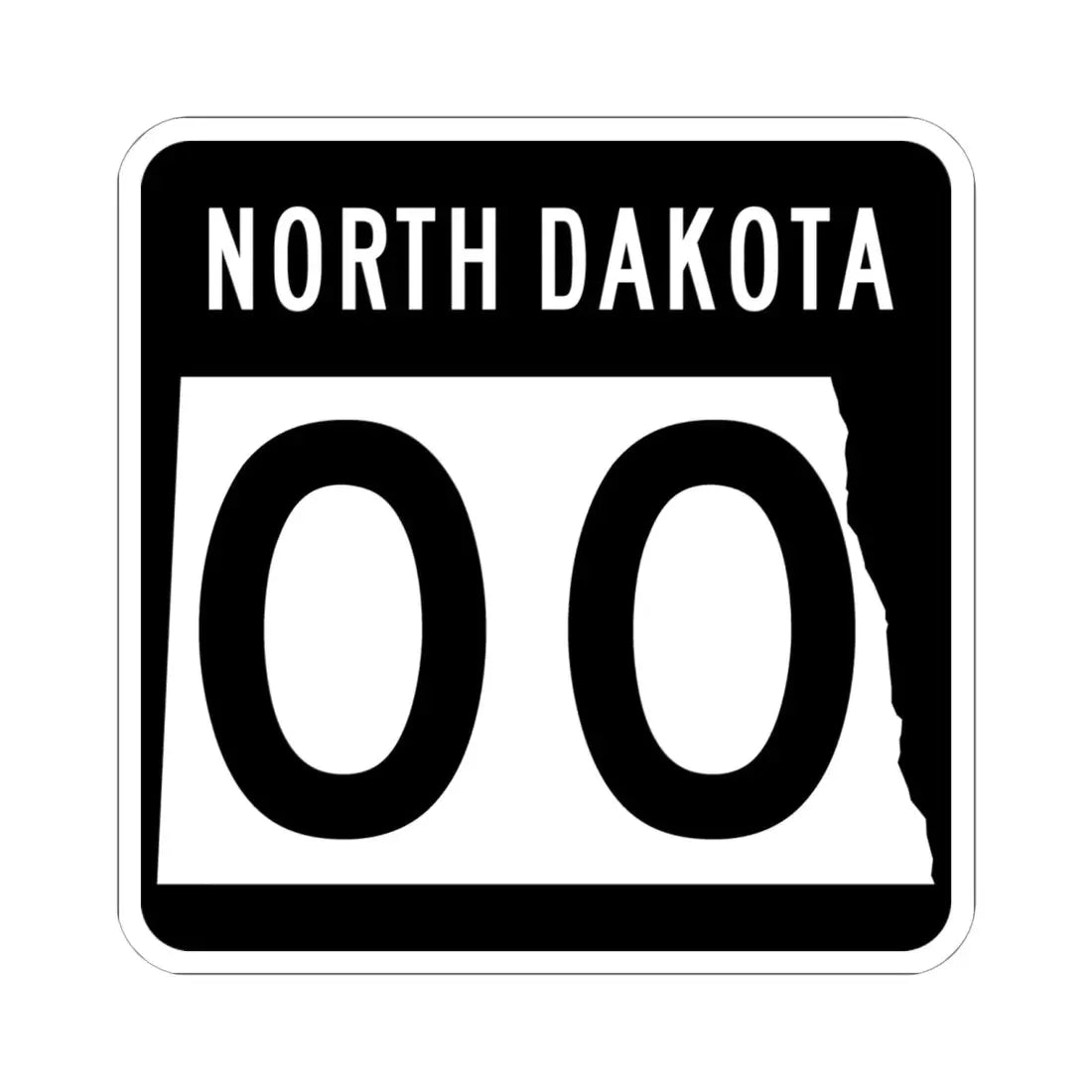 ND-00 template (North Dakota) (Road Sign) STICKER Vinyl Kiss-Cut Decal 6 Inch White - The Sticker Space