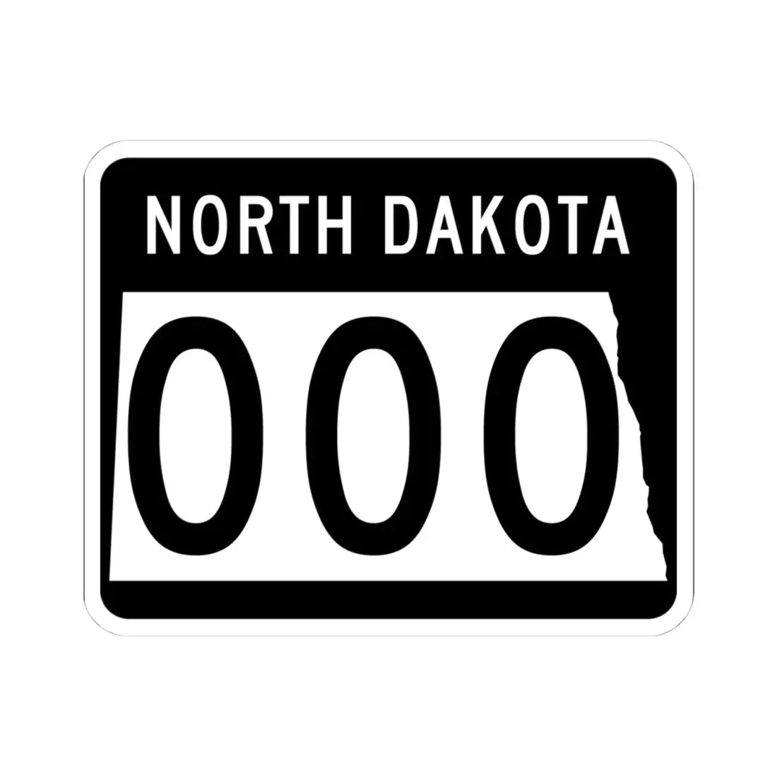 ND-000 template (North Dakota) (Road Sign) STICKER Vinyl Kiss-Cut Decal 4 Inch White - The Sticker Space