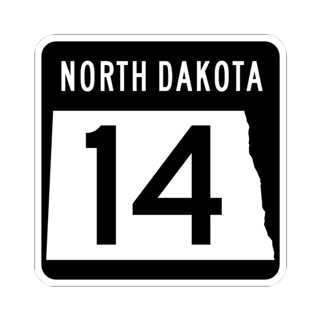 ND-14 2015 (North Dakota) (Road Sign) STICKER Vinyl Kiss-Cut Decal 3 Inch White - The Sticker Space