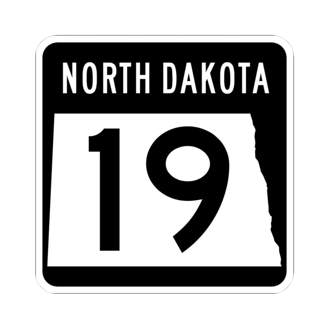 ND-19 2015 (North Dakota) (Road Sign) STICKER Vinyl Kiss-Cut Decal 3 Inch White - The Sticker Space
