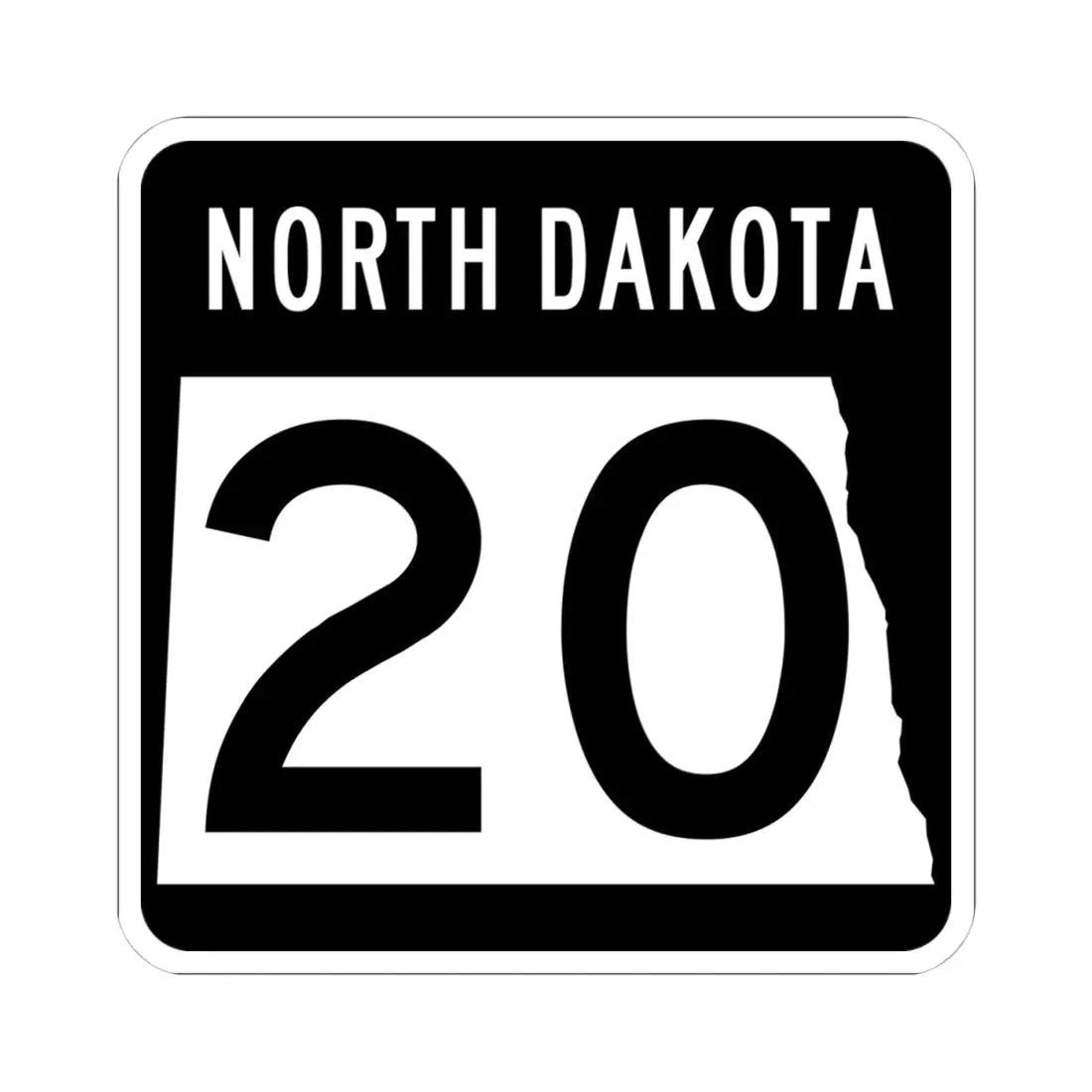 ND-20 2015 (North Dakota) (Road Sign) STICKER Vinyl Kiss-Cut Decal 4 Inch White - The Sticker Space
