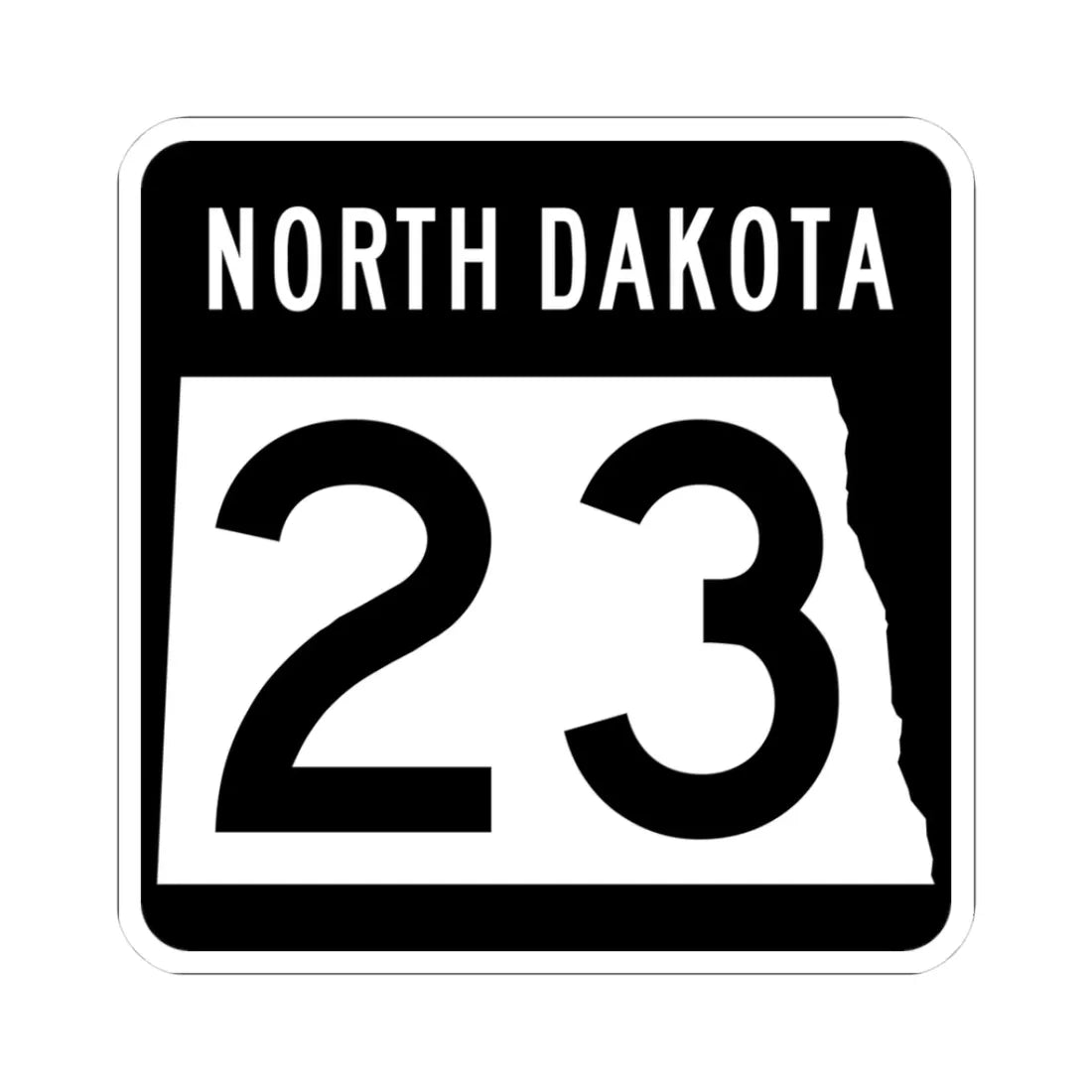 ND-23 2015 (North Dakota) (Road Sign) STICKER Vinyl Kiss-Cut Decal 3 Inch White - The Sticker Space