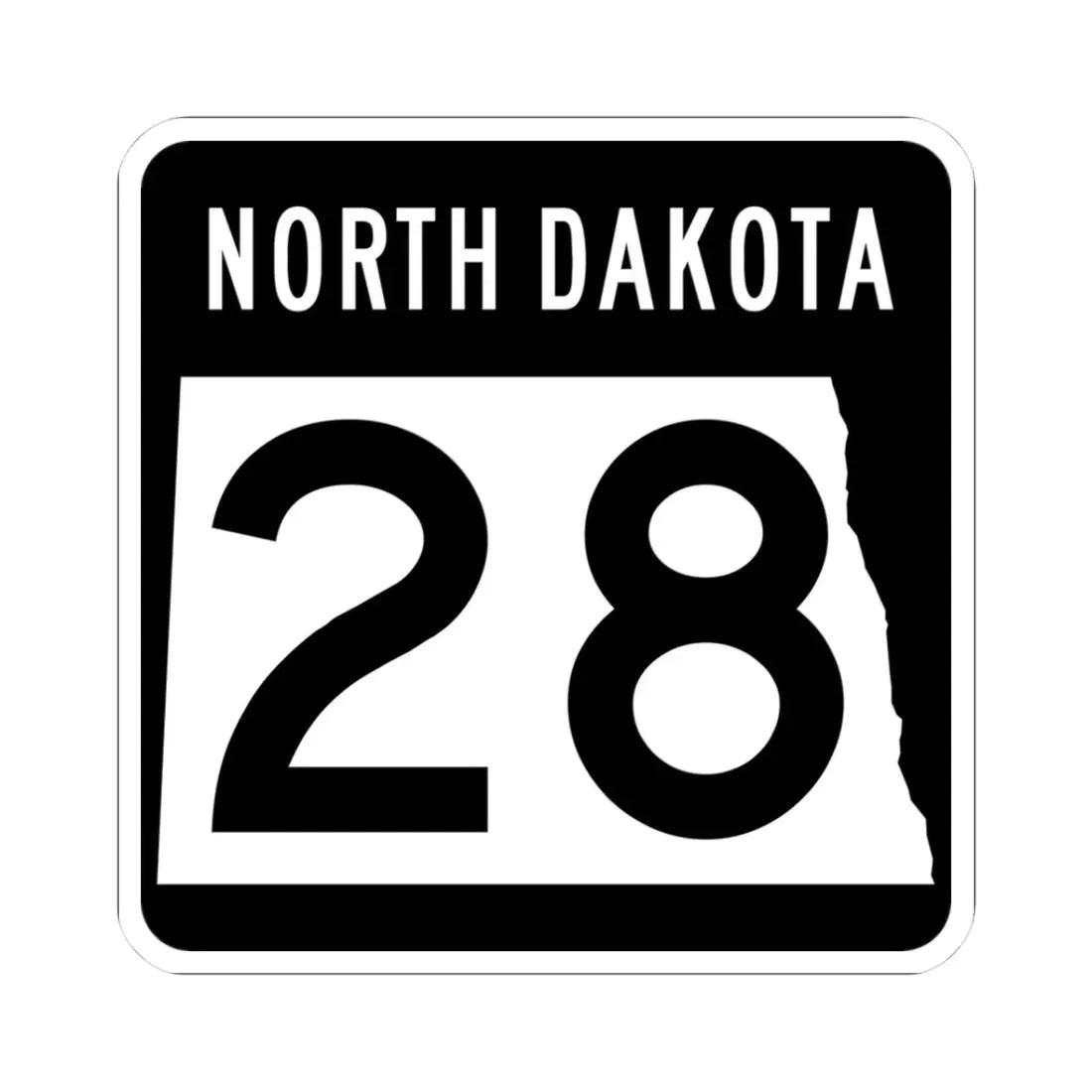 ND-28 2015 (North Dakota) (Road Sign) STICKER Vinyl Kiss-Cut Decal 3 Inch White - The Sticker Space