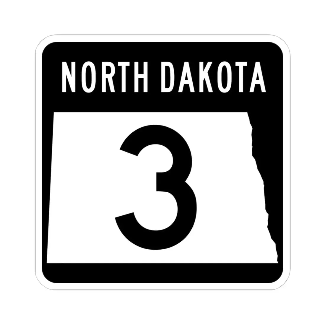 ND-3 2015 (North Dakota) (Road Sign) STICKER Vinyl Kiss-Cut Decal 4 Inch White - The Sticker Space
