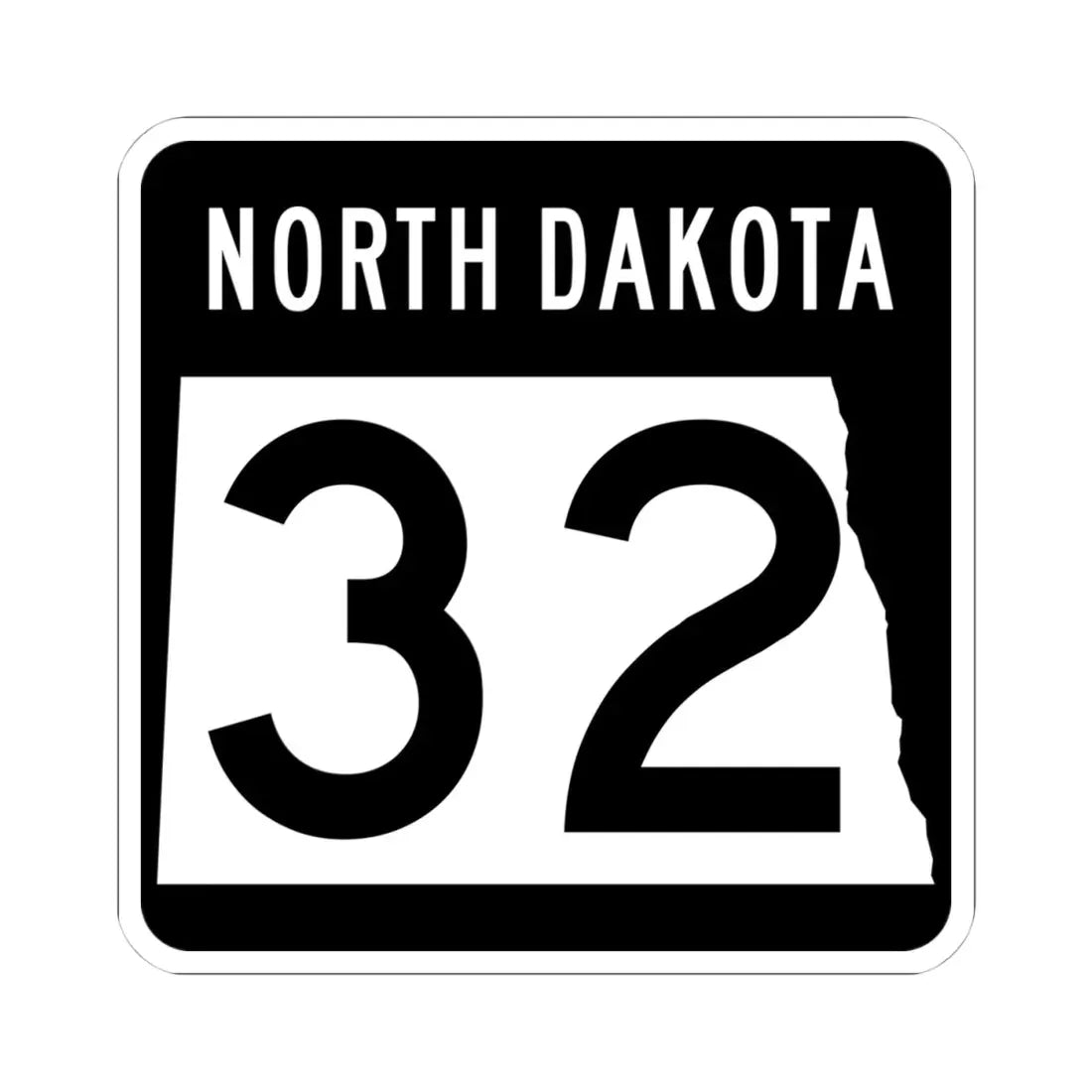 ND-32 2015 (North Dakota) (Road Sign) STICKER Vinyl Kiss-Cut Decal 4 Inch White - The Sticker Space