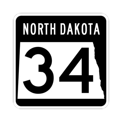 ND-34 2015 (North Dakota) (Road Sign) STICKER Vinyl Kiss-Cut Decal 4 Inch White - The Sticker Space