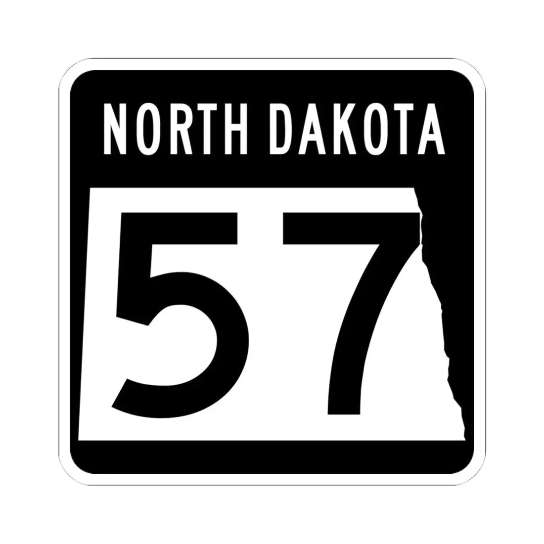 ND-57 2015 (North Dakota) (Road Sign) STICKER Vinyl Kiss-Cut Decal 4 Inch White - The Sticker Space