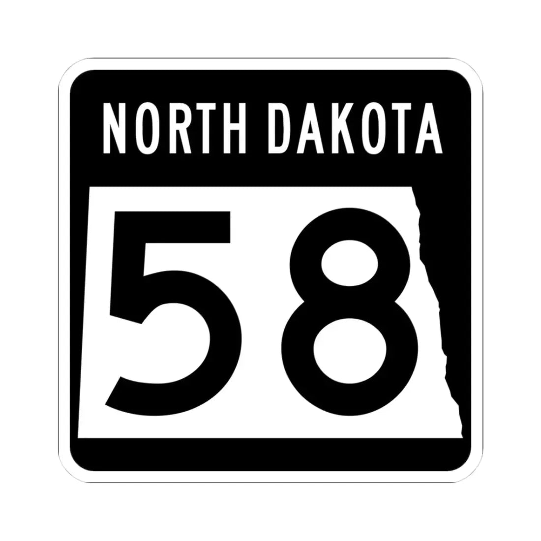 ND-58 2015 (North Dakota) (Road Sign) STICKER Vinyl Kiss-Cut Decal 3 Inch White - The Sticker Space