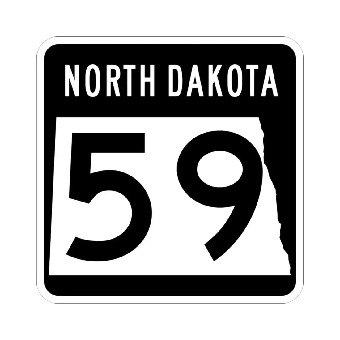 ND-59 2015 (North Dakota) (Road Sign) STICKER Vinyl Kiss-Cut Decal 4 Inch White - The Sticker Space