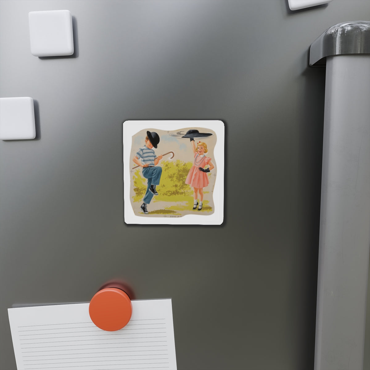 Neat Trick, Dick and Jane illustration (Magazine Illustration) Refrigerator Magnet-The Sticker Space