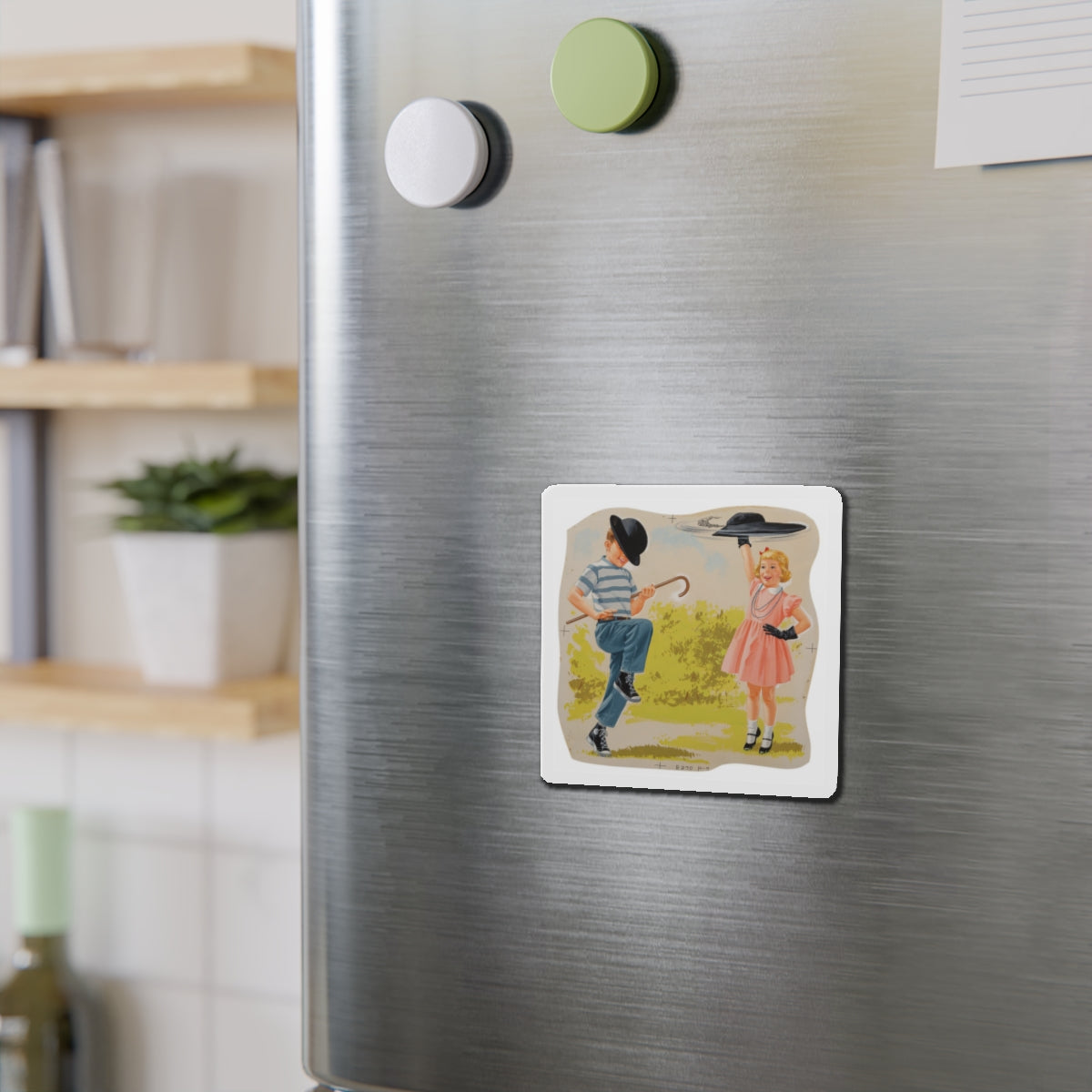 Neat Trick, Dick and Jane illustration (Magazine Illustration) Refrigerator Magnet-The Sticker Space