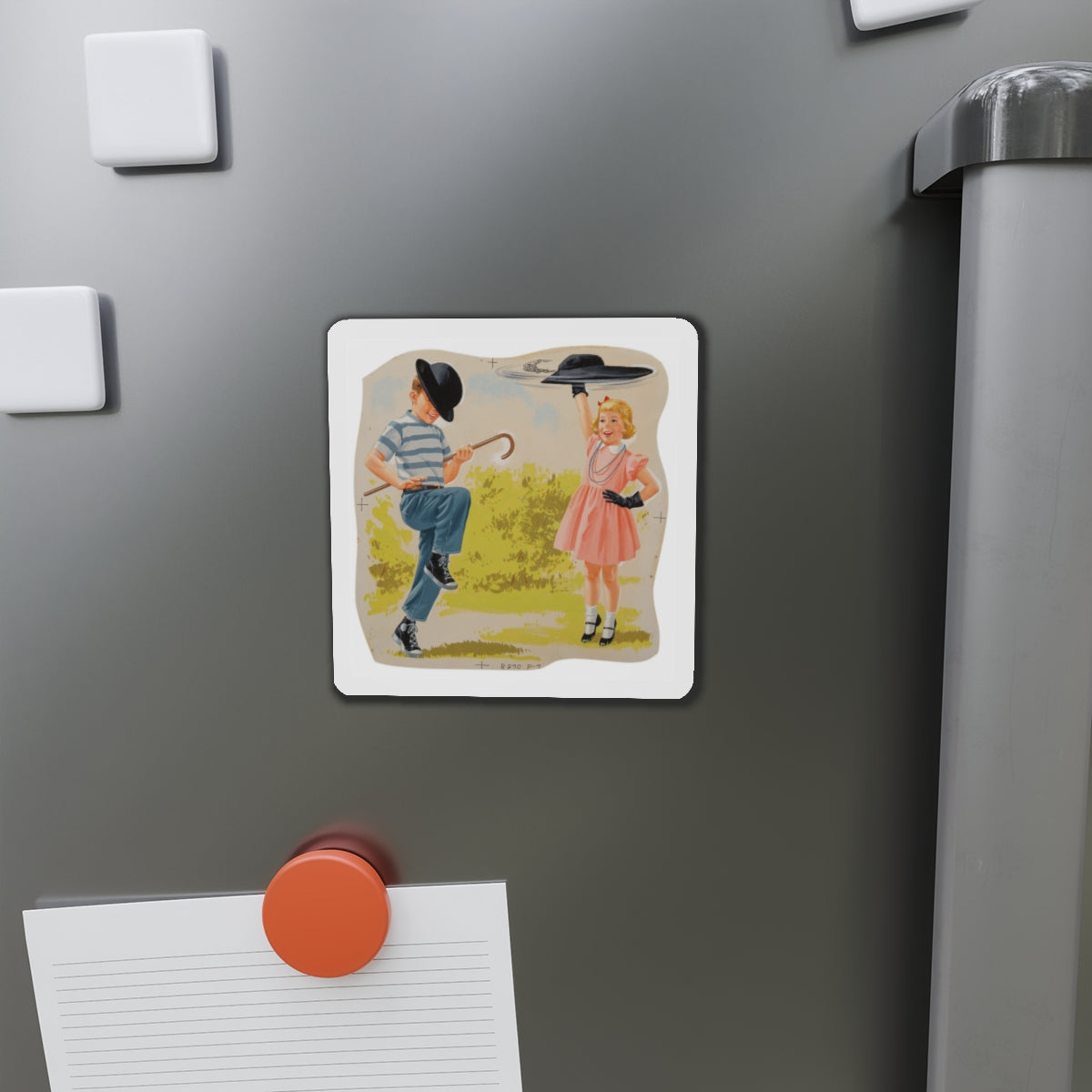 Neat Trick, Dick and Jane illustration (Magazine Illustration) Refrigerator Magnet-The Sticker Space