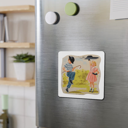 Neat Trick, Dick and Jane illustration (Magazine Illustration) Refrigerator Magnet-The Sticker Space