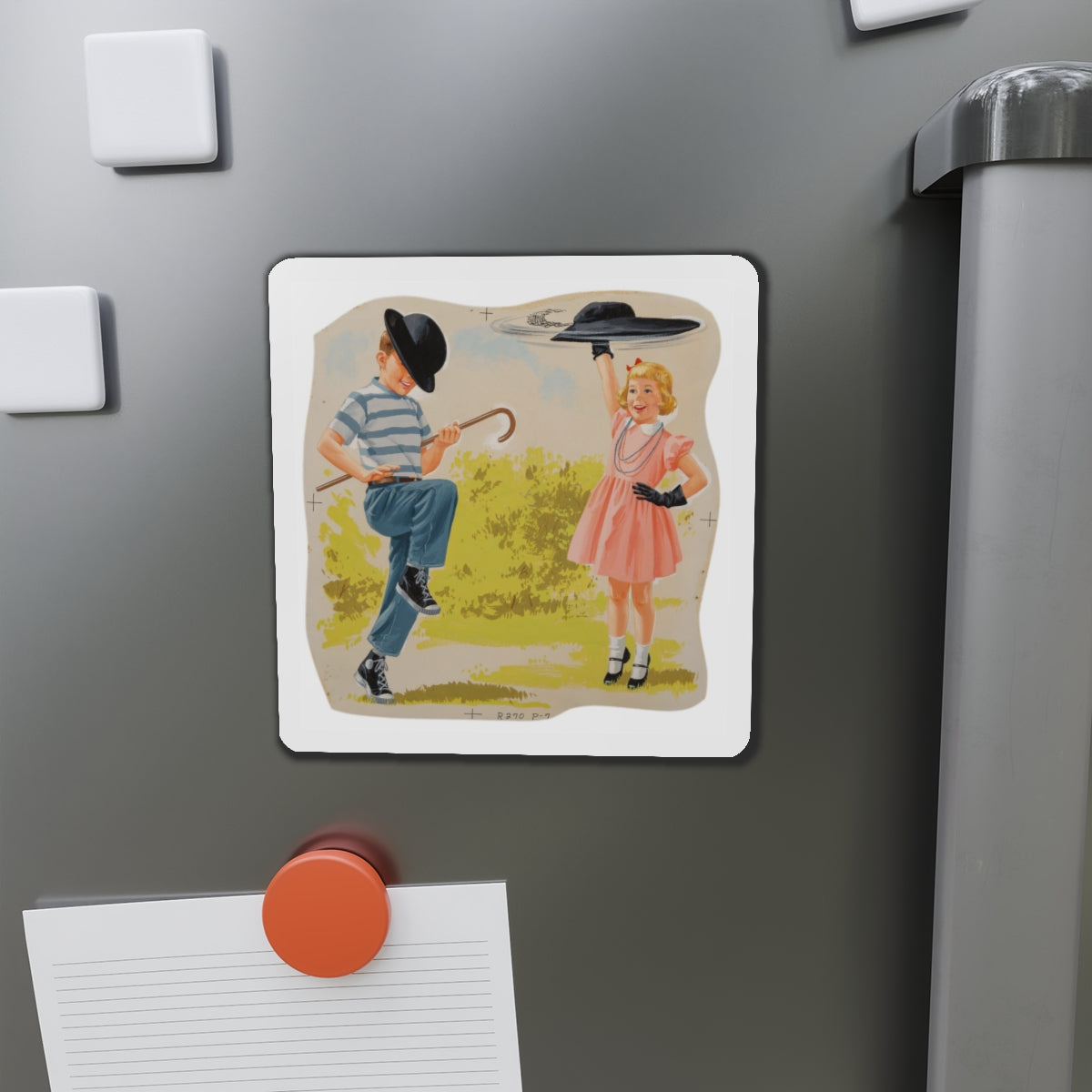 Neat Trick, Dick and Jane illustration (Magazine Illustration) Refrigerator Magnet-The Sticker Space