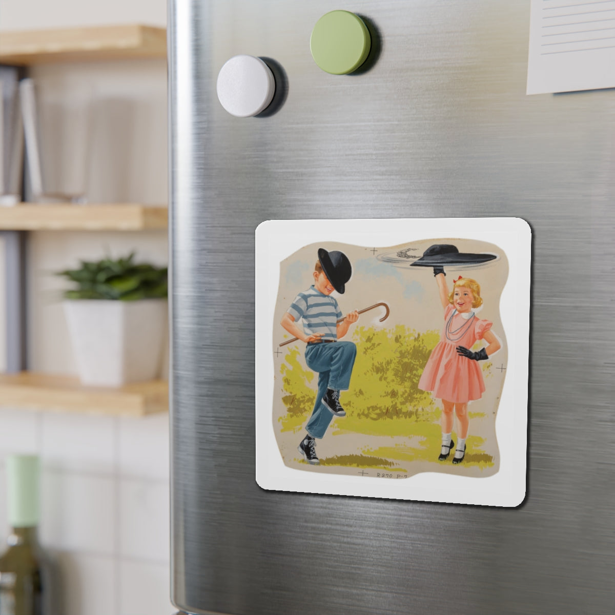 Neat Trick, Dick and Jane illustration (Magazine Illustration) Refrigerator Magnet-The Sticker Space