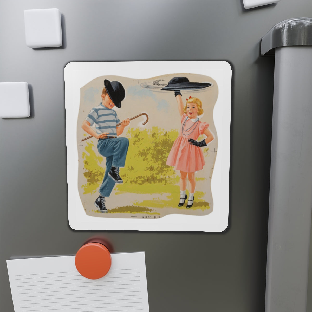 Neat Trick, Dick and Jane illustration (Magazine Illustration) Refrigerator Magnet-The Sticker Space