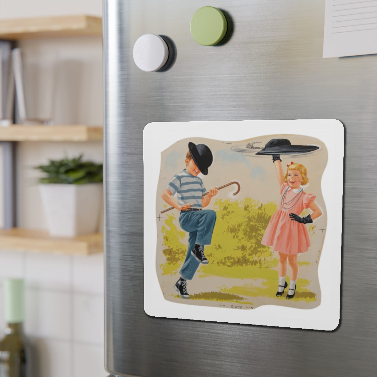 Neat Trick, Dick and Jane illustration (Magazine Illustration) Refrigerator Magnet-The Sticker Space