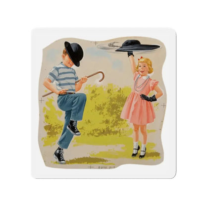Neat Trick, Dick and Jane illustration (Magazine Illustration) Refrigerator Magnet - The Sticker Space